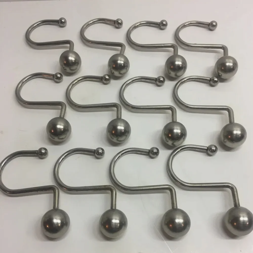 BED BATH & BEYOND CHROME BALL SHOWER CURTAIN HOOKS‎ SET OF 12